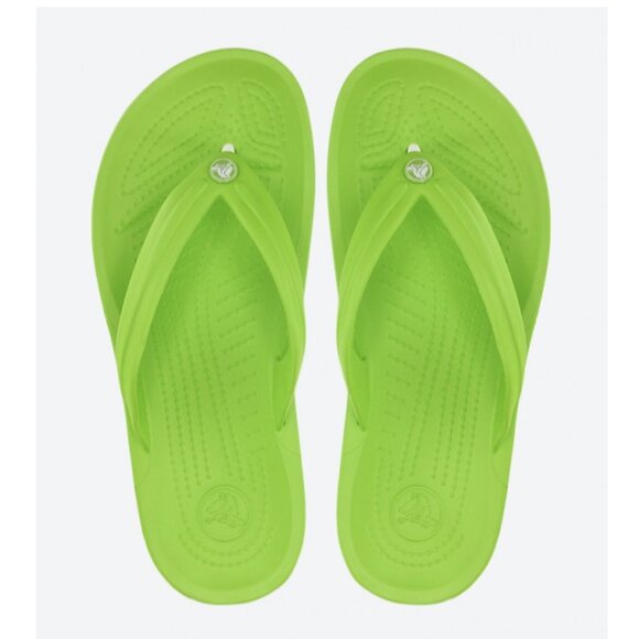 Crocs NWT Unisex Crocband Flip Flop Sandals in Volt Green/White Size M6/W8 - Picture 1 of 7